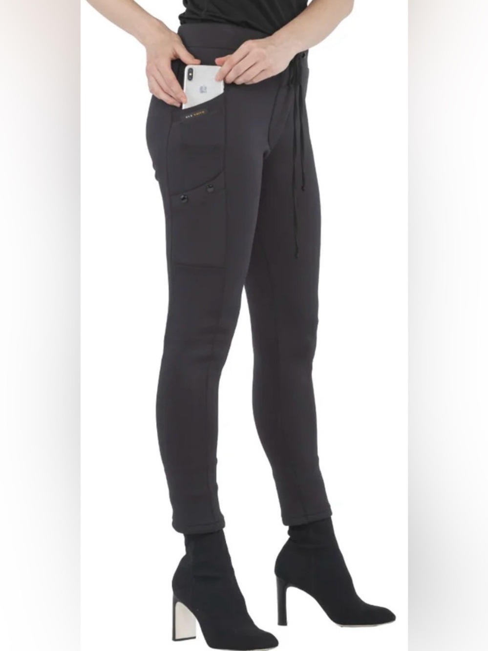 Eva Varro Black High Waist Jogger Pants Size Small